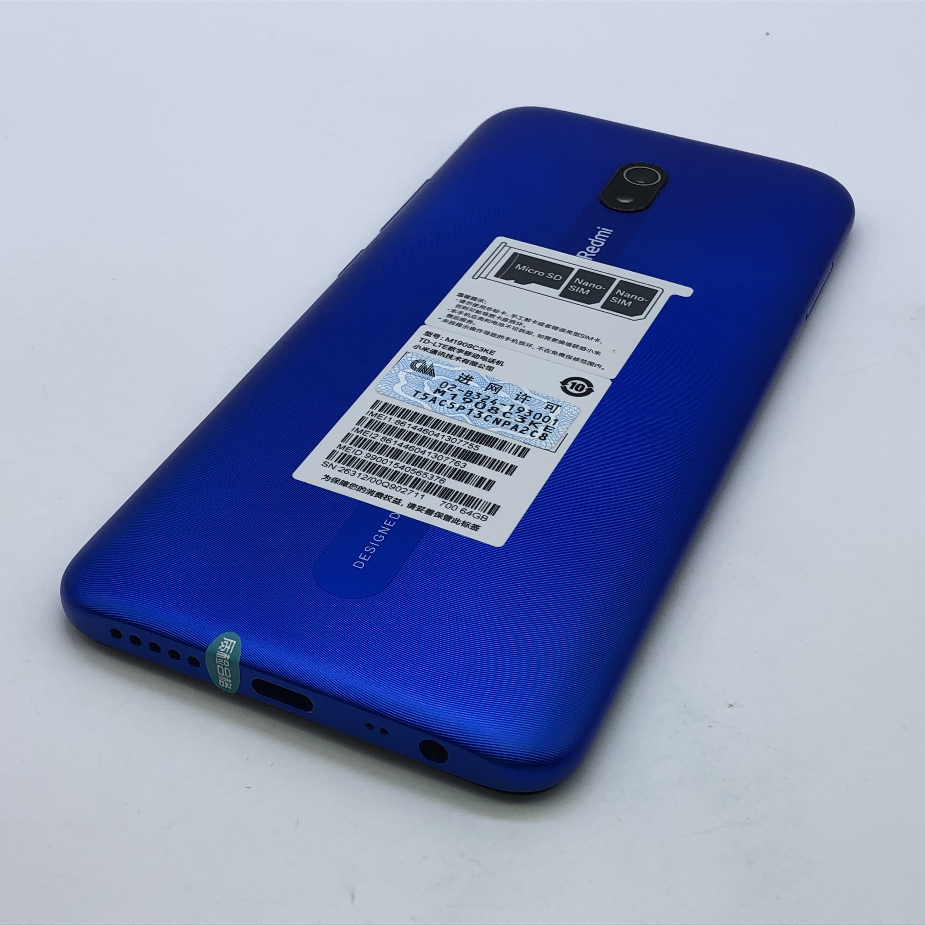 小米【redmi 8a】全网通 蓝色 4g/64g 国行 95成新